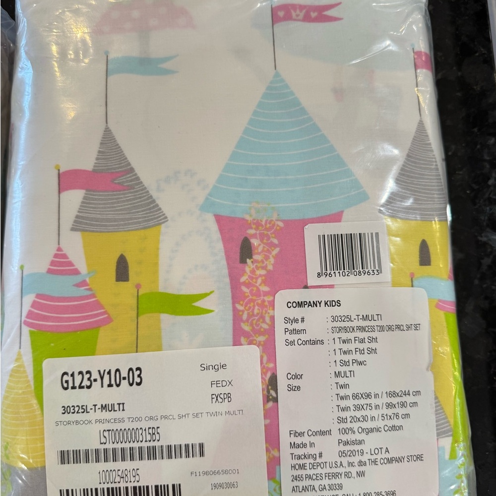 NIP Colorful Castle Print Twin Sheet Set from The Company Store